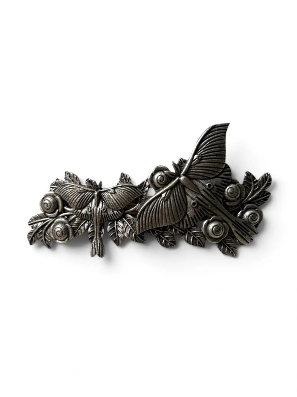 Antique-Style Black Metal Moth Barrette